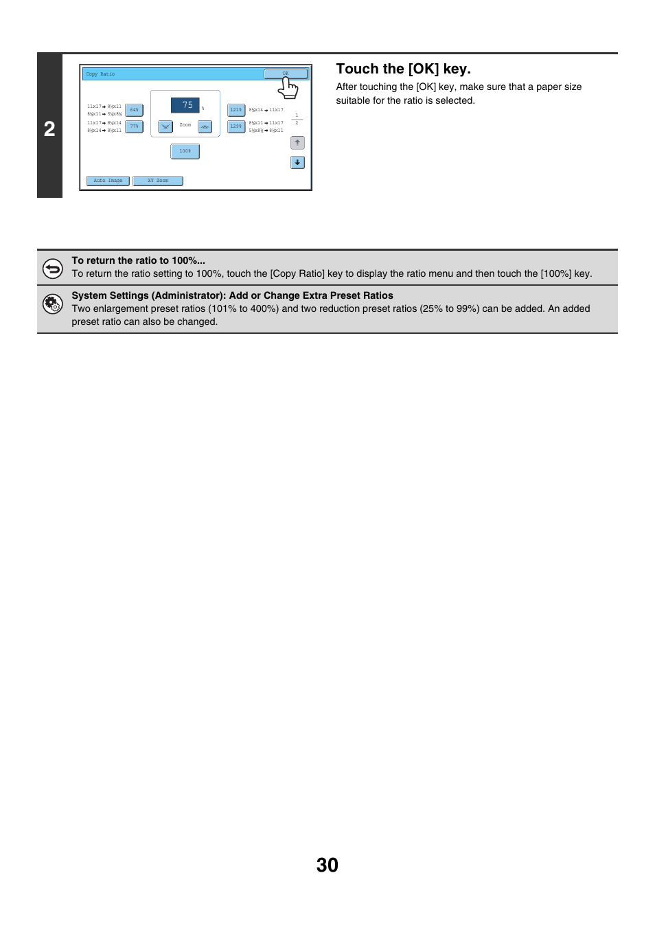 Touch the [ok] key | Sharp MX-7001 User Manual | Page 111 / 710