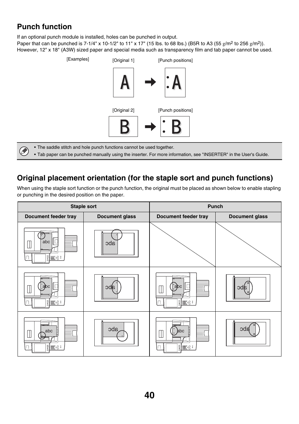Punch function, Ge 40) | Sharp MX-7001 User Manual | Page 121 / 710