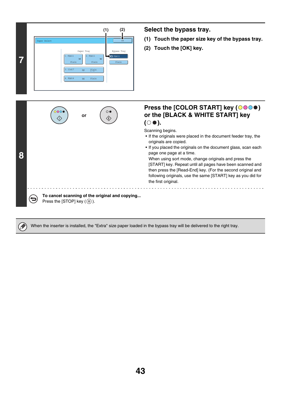 Select the bypass tray | Sharp MX-7001 User Manual | Page 124 / 710