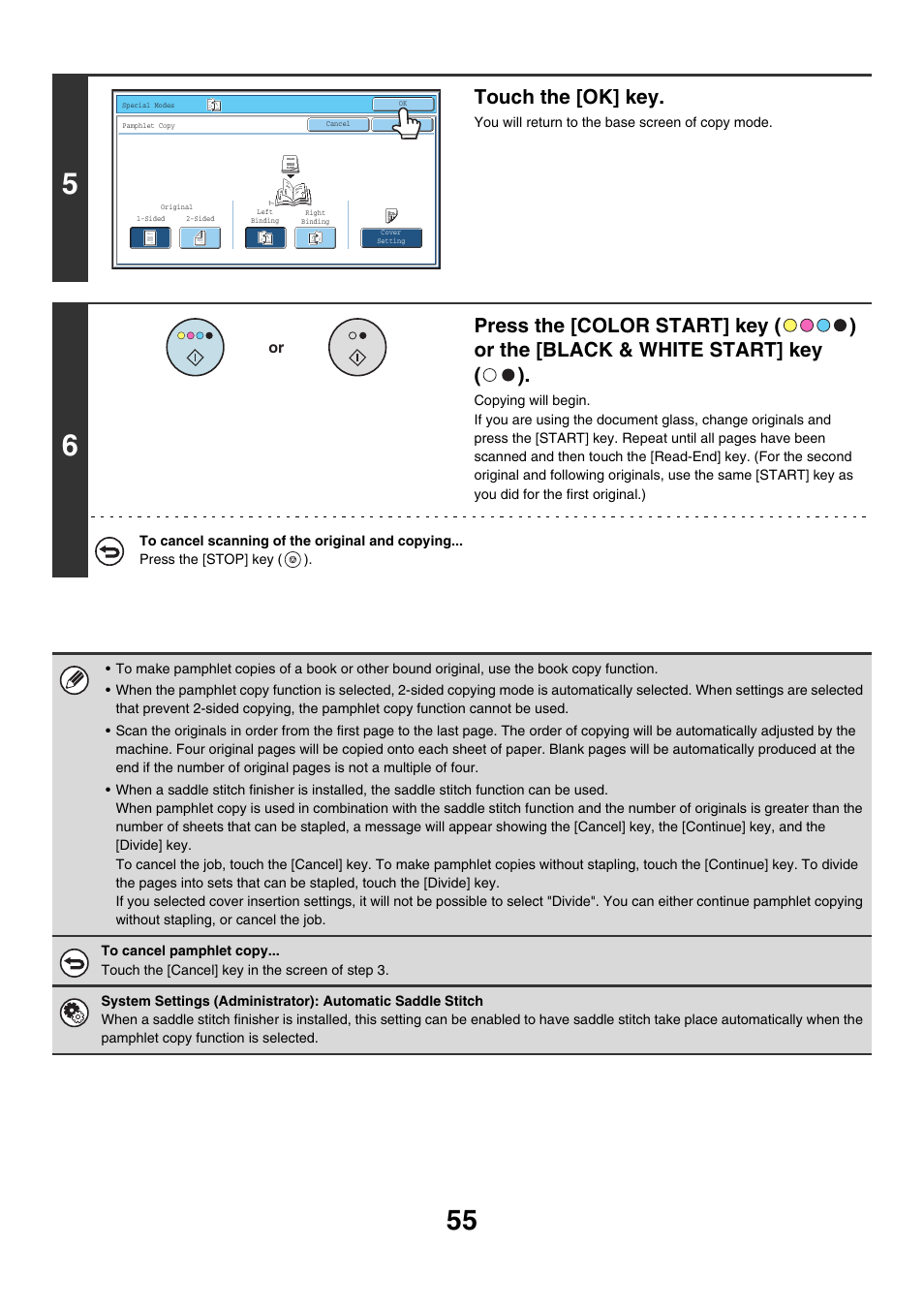 Touch the [ok] key | Sharp MX-7001 User Manual | Page 136 / 710