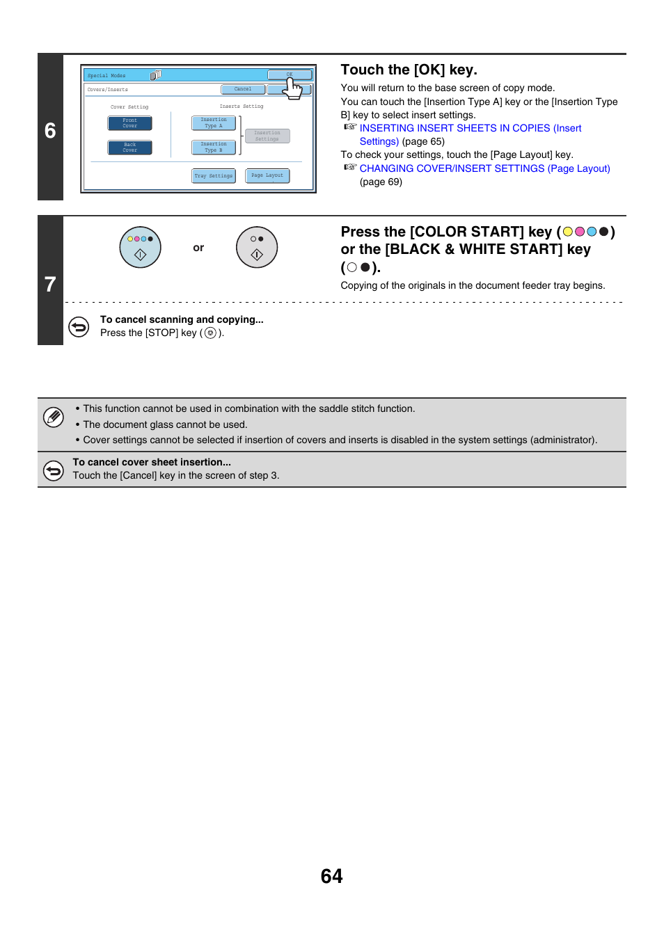 Touch the [ok] key | Sharp MX-7001 User Manual | Page 145 / 710