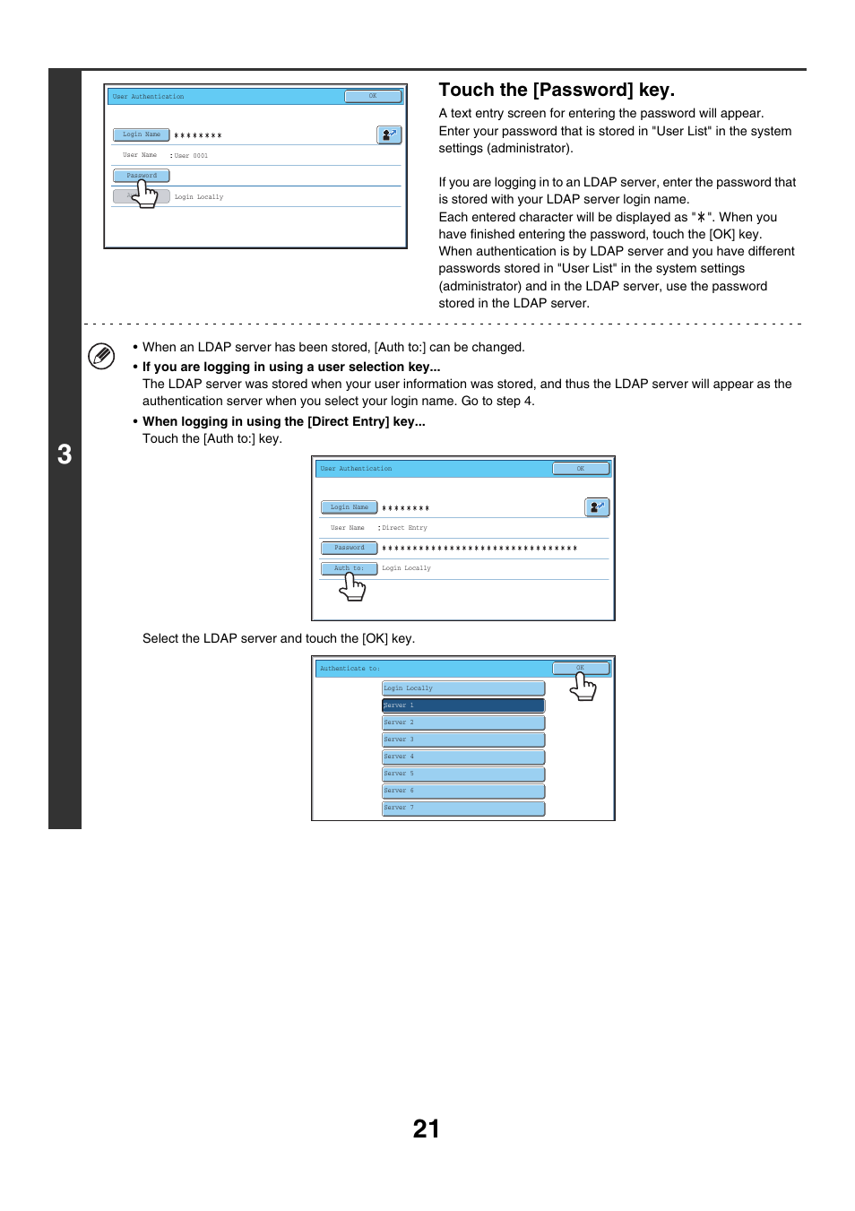 Touch the [password] key | Sharp MX-7001 User Manual | Page 21 / 710