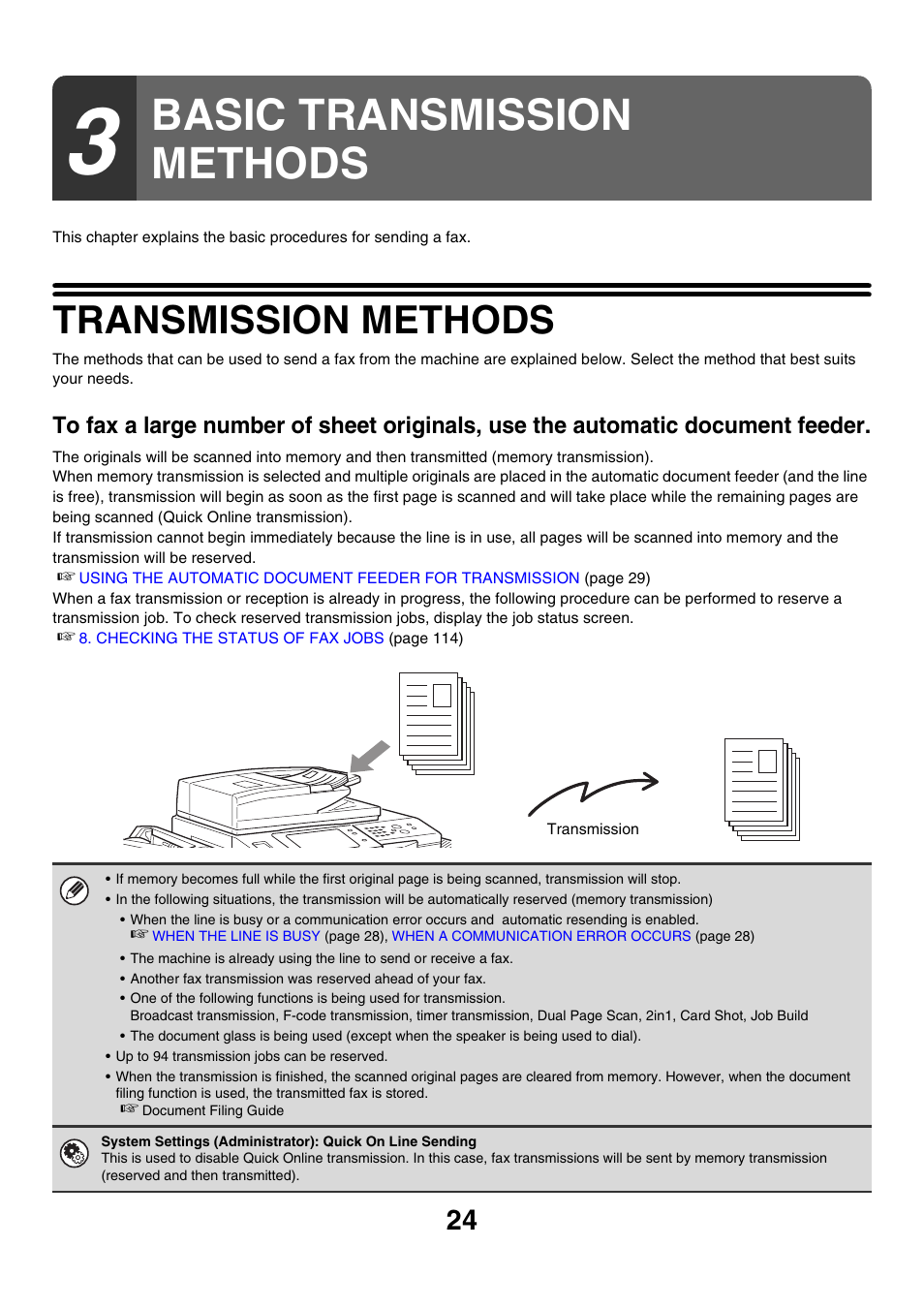 Basic transmission methods, Transmission methods | Sharp MX-7001 User Manual | Page 253 / 710