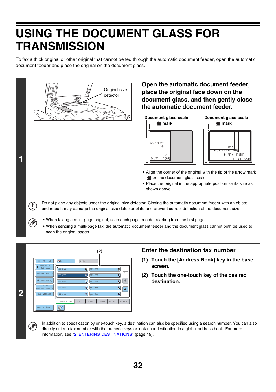 Using the document glass for transmission, Enter the destination fax number | Sharp MX-7001 User Manual | Page 261 / 710