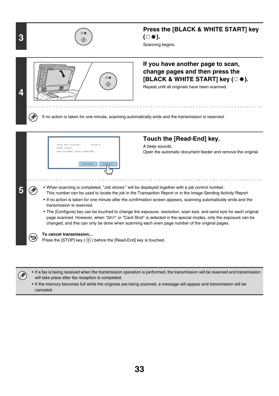 Press the [black & white start] key ( ), Touch the [read-end] key | Sharp MX-7001 User Manual | Page 262 / 710
