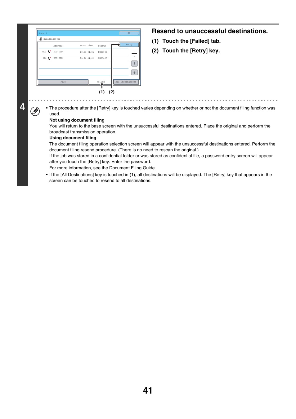 Resend to unsuccessful destinations | Sharp MX-7001 User Manual | Page 270 / 710