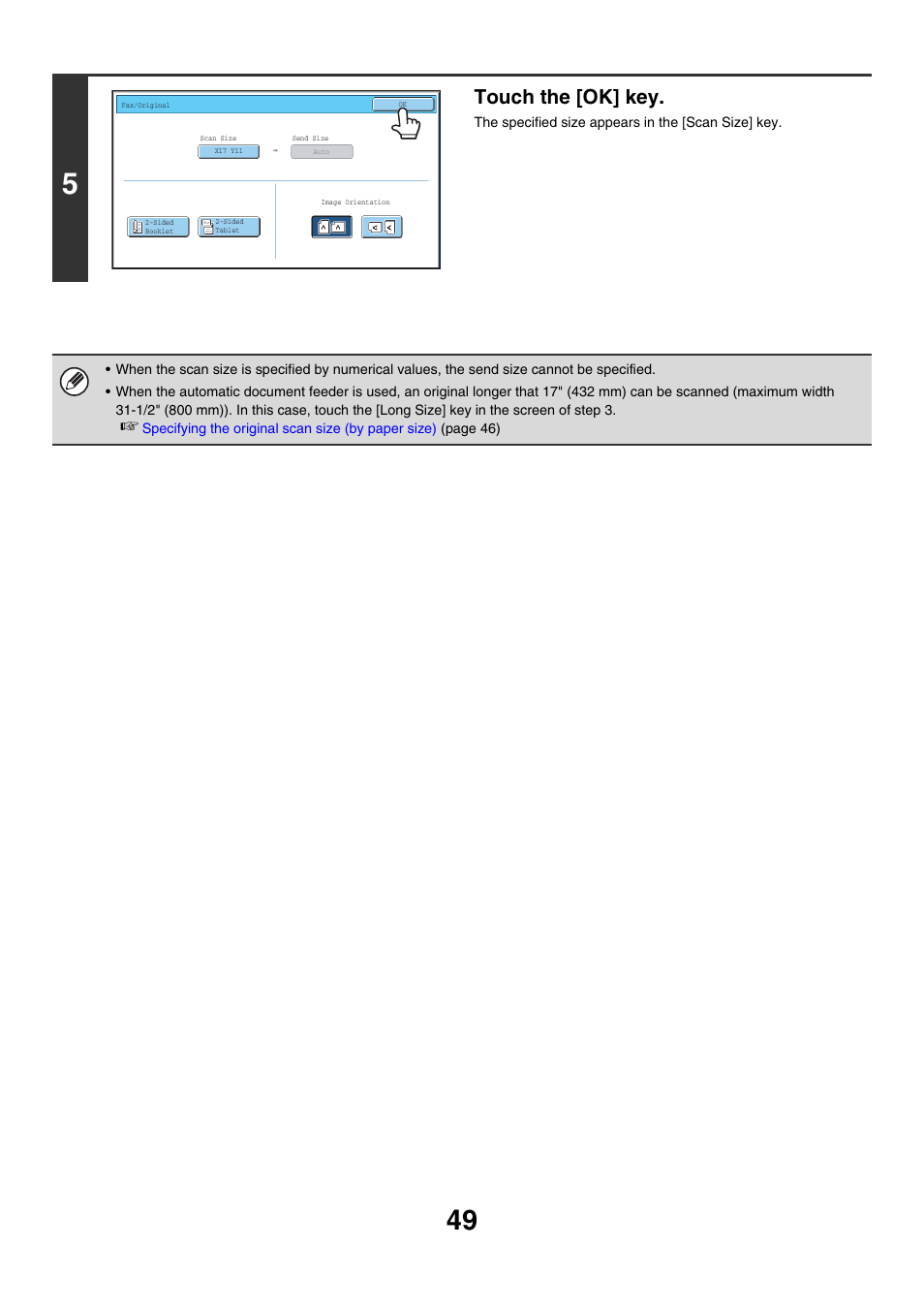 Touch the [ok] key | Sharp MX-7001 User Manual | Page 278 / 710