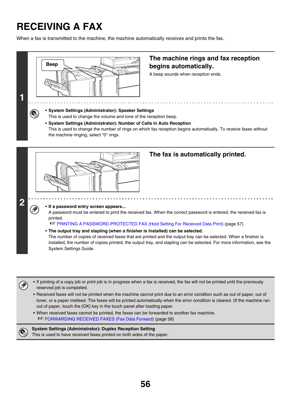 Receiving a fax | Sharp MX-7001 User Manual | Page 285 / 710