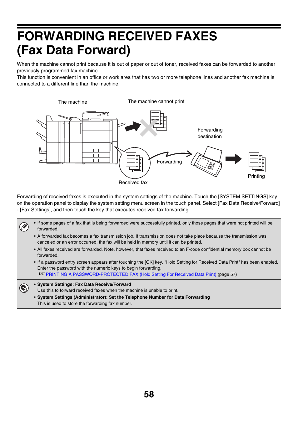 Forwarding received faxes (fax data forward) | Sharp MX-7001 User Manual | Page 287 / 710