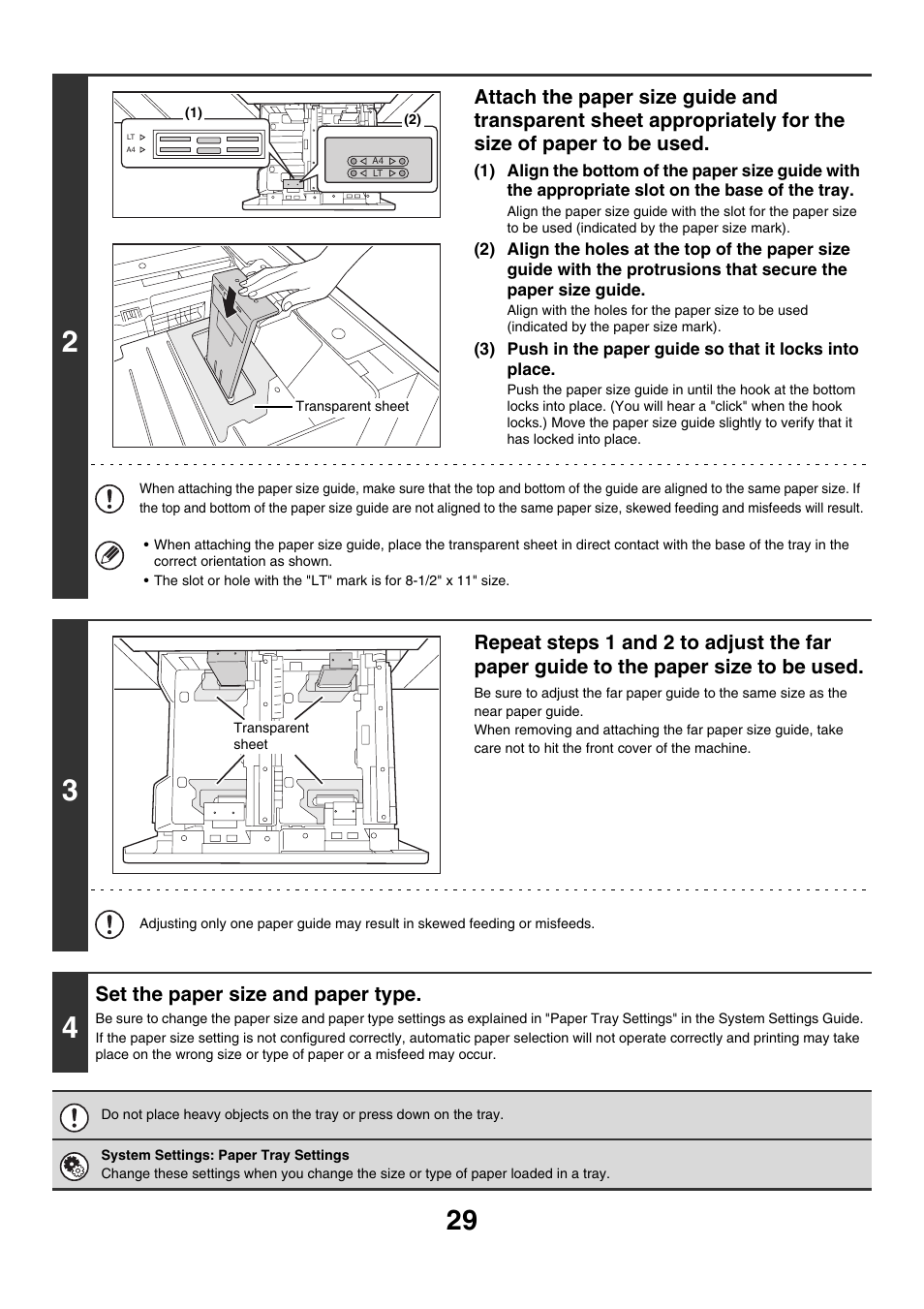 Set the paper size and paper type | Sharp MX-7001 User Manual | Page 29 / 710