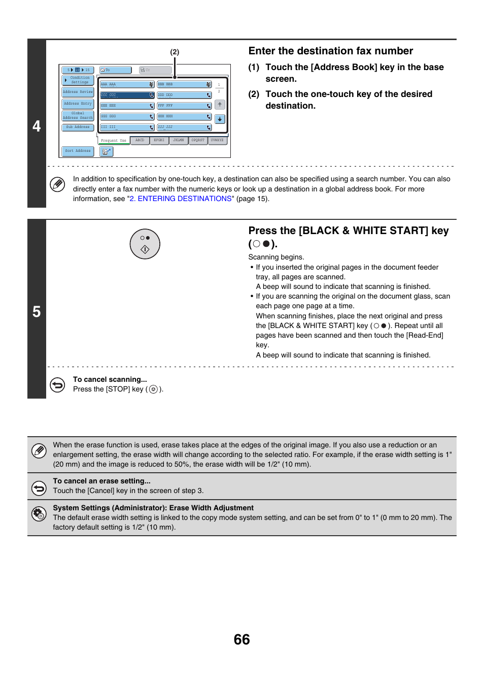 Enter the destination fax number, Press the [black & white start] key ( ) | Sharp MX-7001 User Manual | Page 295 / 710