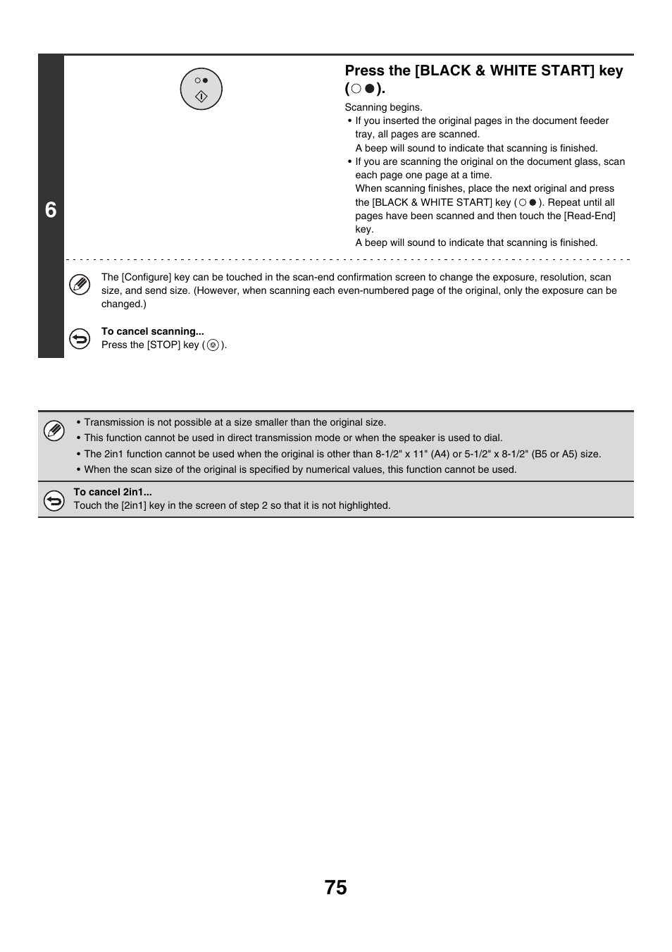 Press the [black & white start] key ( ) | Sharp MX-7001 User Manual | Page 304 / 710