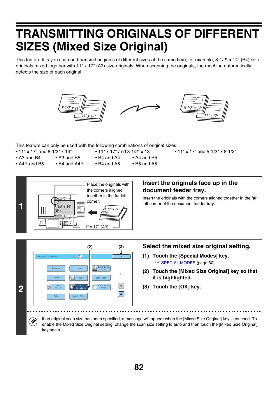 Select the mixed size original setting | Sharp MX-7001 User Manual | Page 311 / 710