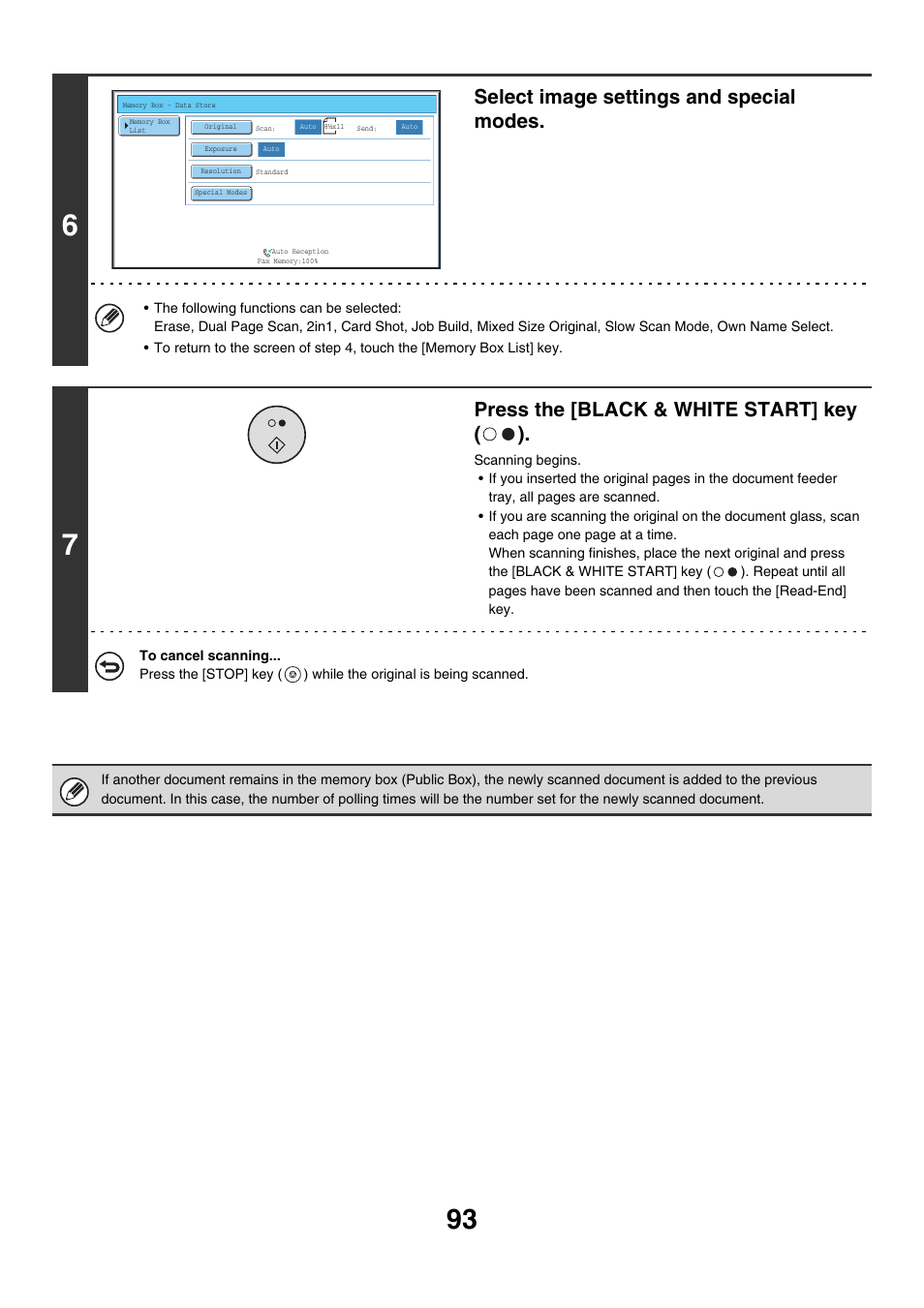 Select image settings and special modes, Press the [black & white start] key ( ) | Sharp MX-7001 User Manual | Page 322 / 710