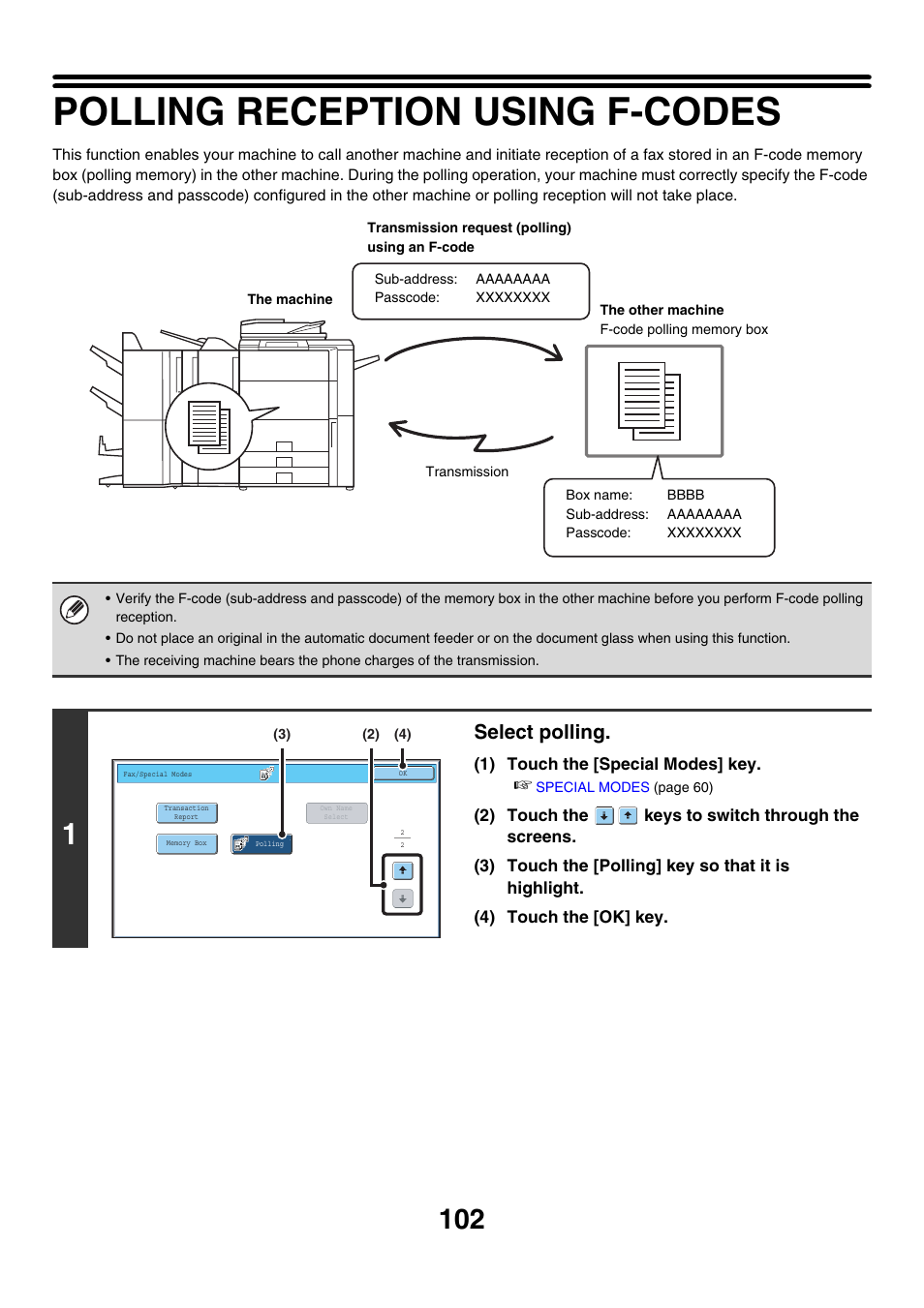 Polling reception using f-codes, Select polling | Sharp MX-7001 User Manual | Page 331 / 710