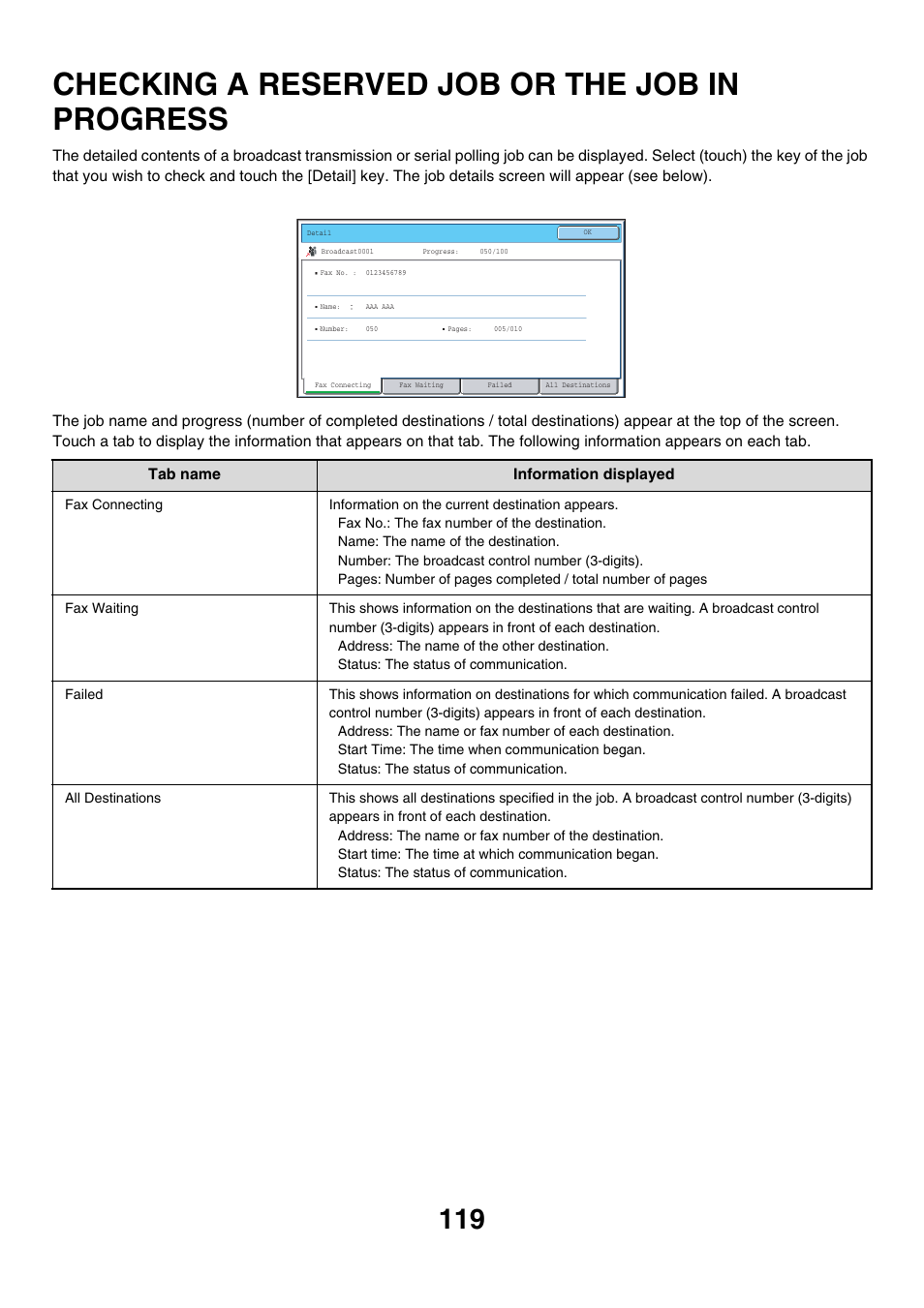Checking a reserved job or the job, In progress, Checking a reserved job or the job in progress | Sharp MX-7001 User Manual | Page 348 / 710