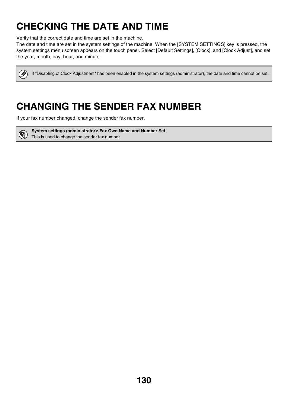 Checking the date and time, Changing the sender fax number | Sharp MX-7001 User Manual | Page 359 / 710