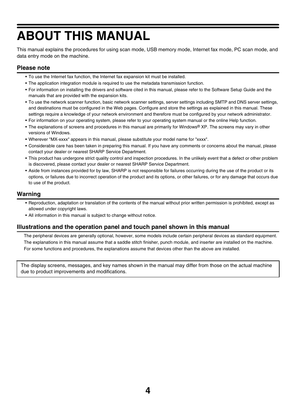 About this manual | Sharp MX-7001 User Manual | Page 364 / 710