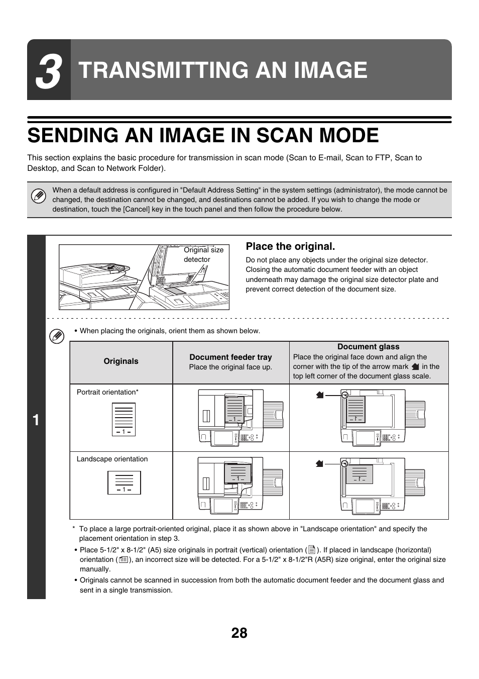 Transmitting an image, Sending an image in scan mode, E 28) | Age 28 | Sharp MX-7001 User Manual | Page 388 / 710
