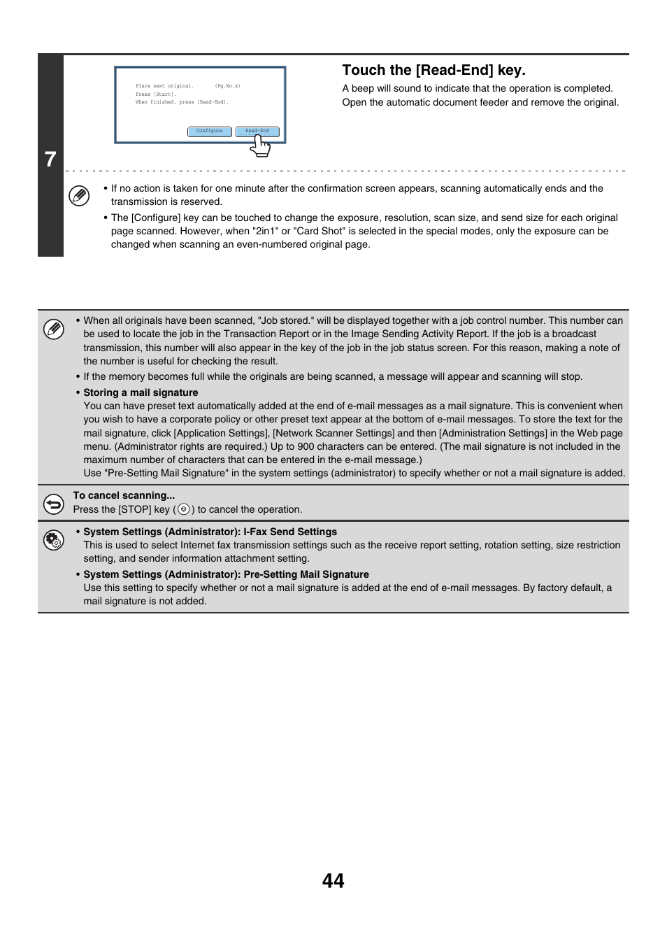 Touch the [read-end] key | Sharp MX-7001 User Manual | Page 404 / 710