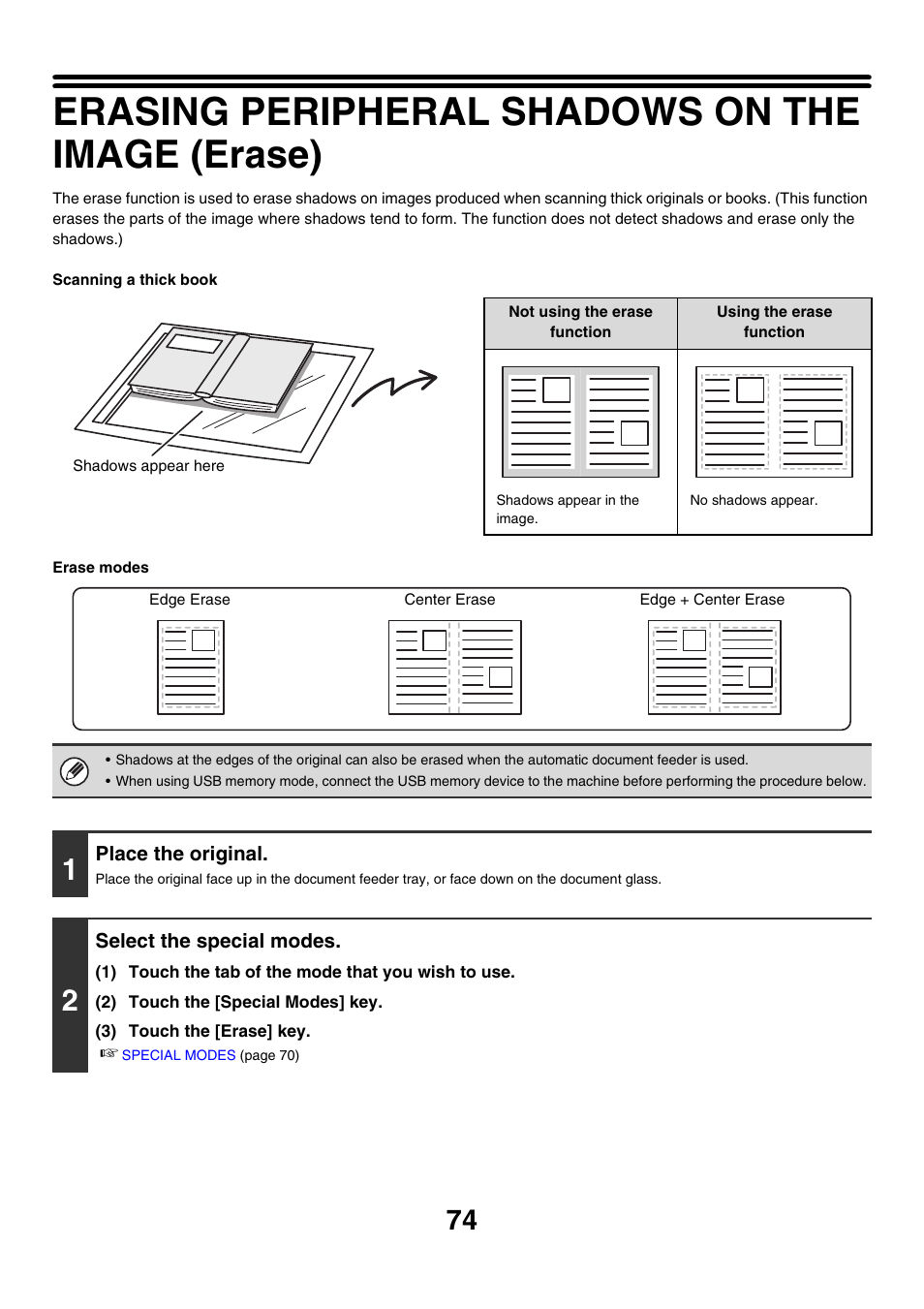 Erasing peripheral shadows on the image (erase) | Sharp MX-7001 User Manual | Page 434 / 710