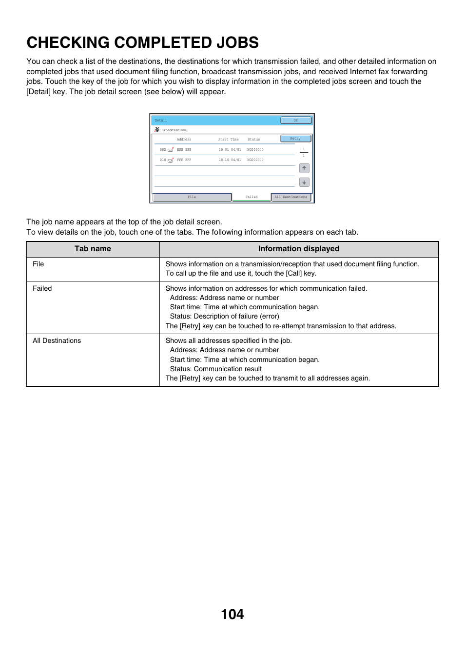 Checking completed jobs | Sharp MX-7001 User Manual | Page 464 / 710