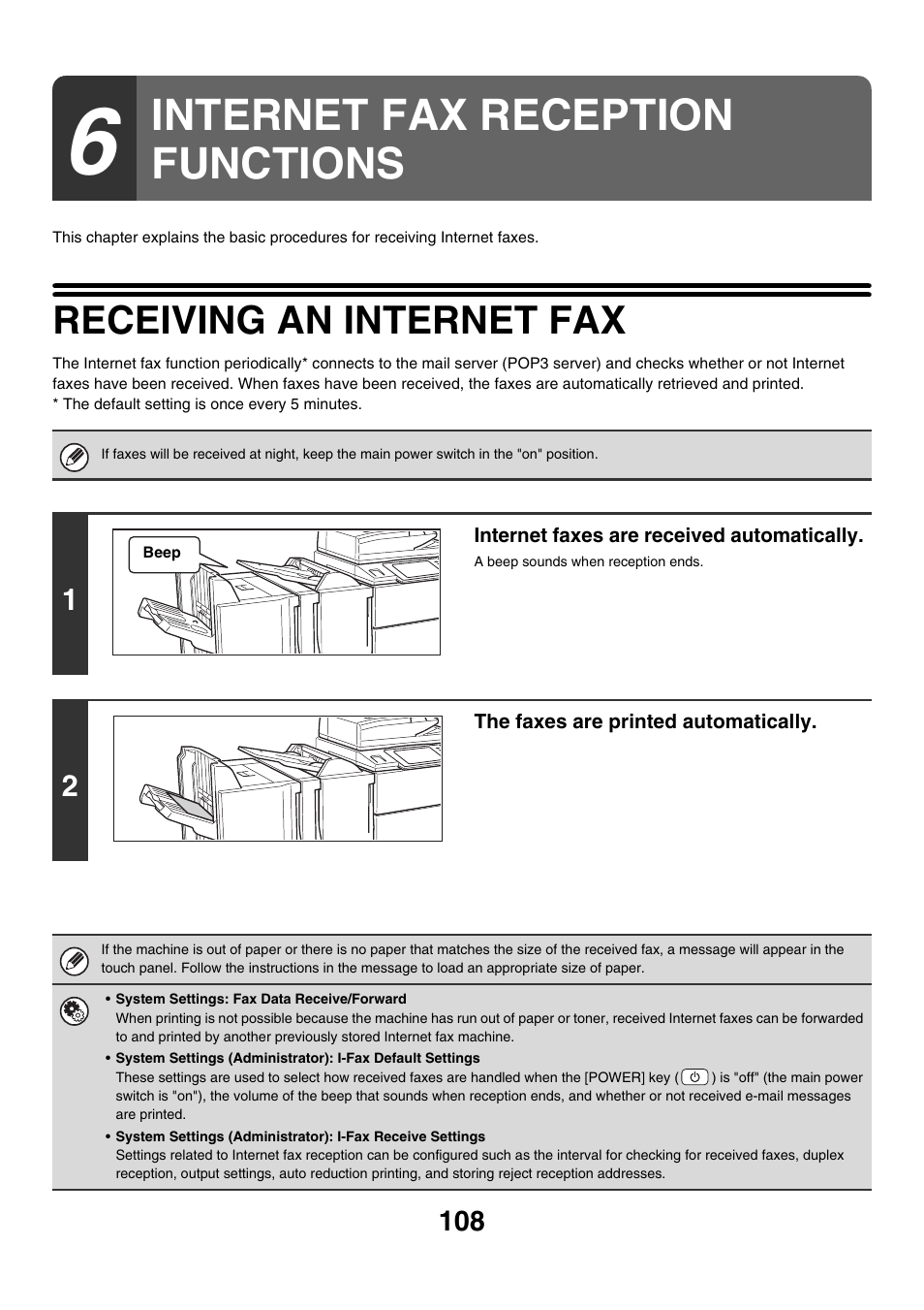 Internet fax reception functions, Receiving an internet fax | Sharp MX-7001 User Manual | Page 468 / 710