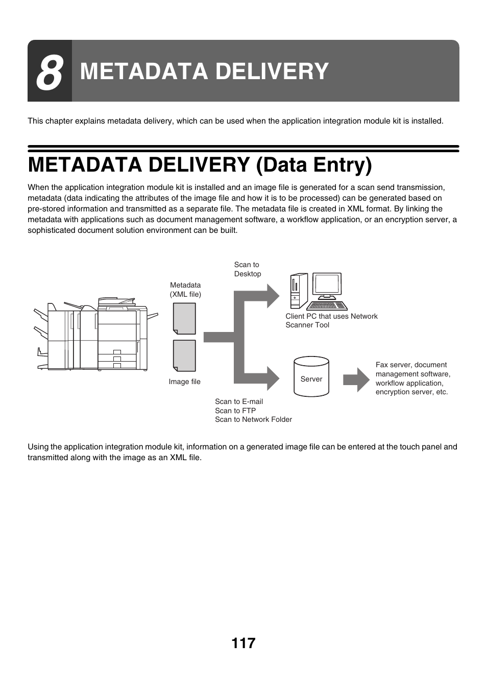 Metadata delivery, Metadata delivery (data entry), E 117) | Sharp MX-7001 User Manual | Page 477 / 710
