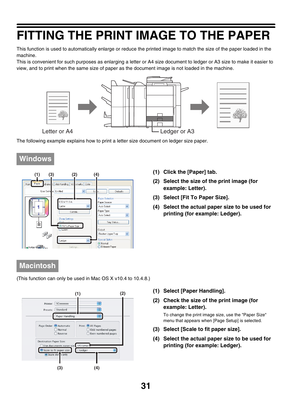 Fitting the print image to the paper, Windows, Macintosh | Sharp MX-7001 User Manual | Page 513 / 710