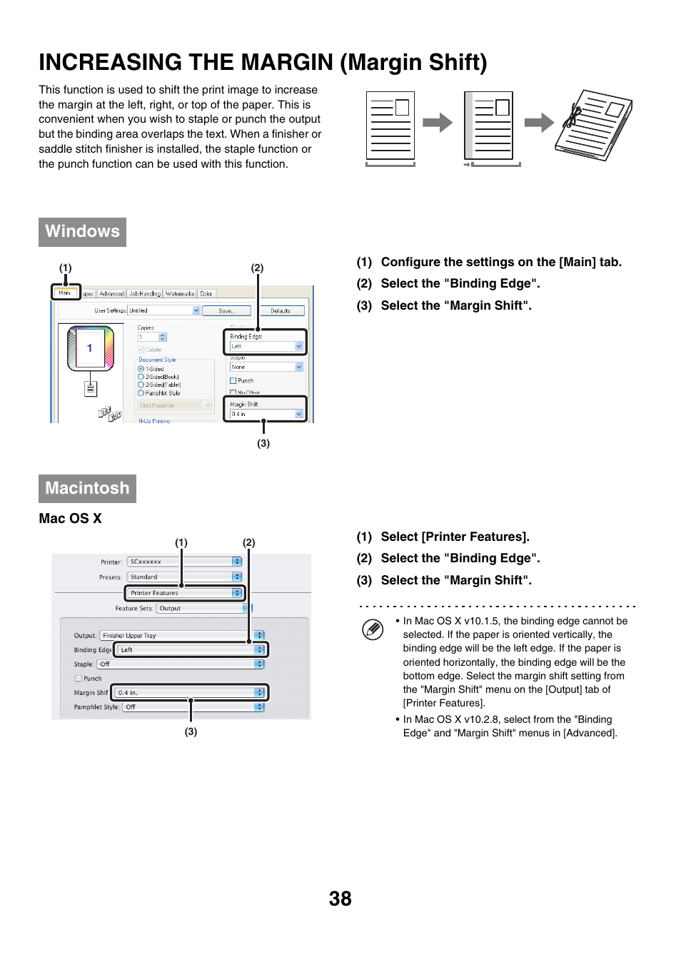 Increasing the margin (margin shift), Windows, Macintosh | Sharp MX-7001 User Manual | Page 520 / 710