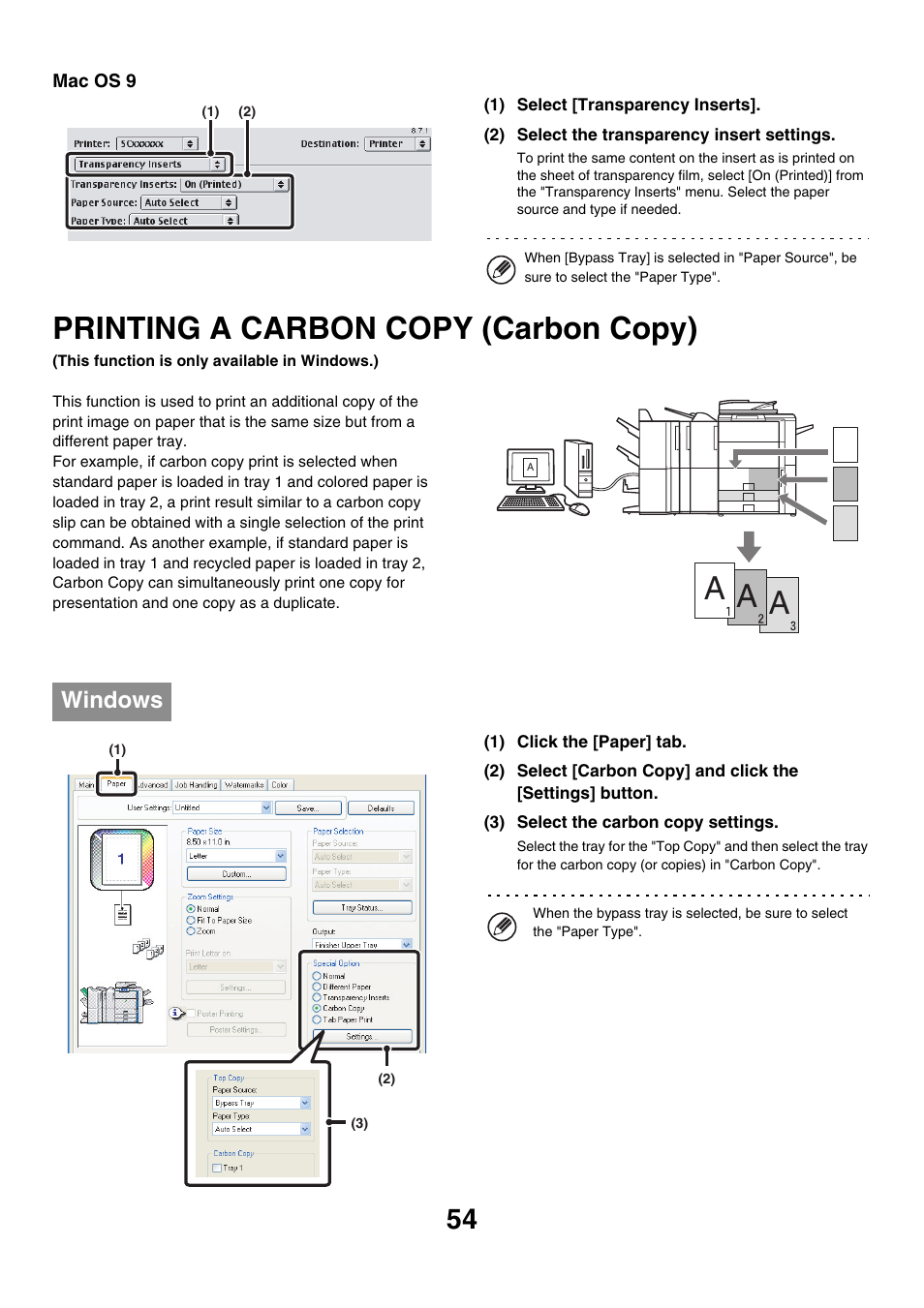 Printing a carbon copy (carbon copy), Windows | Sharp MX-7001 User Manual | Page 536 / 710