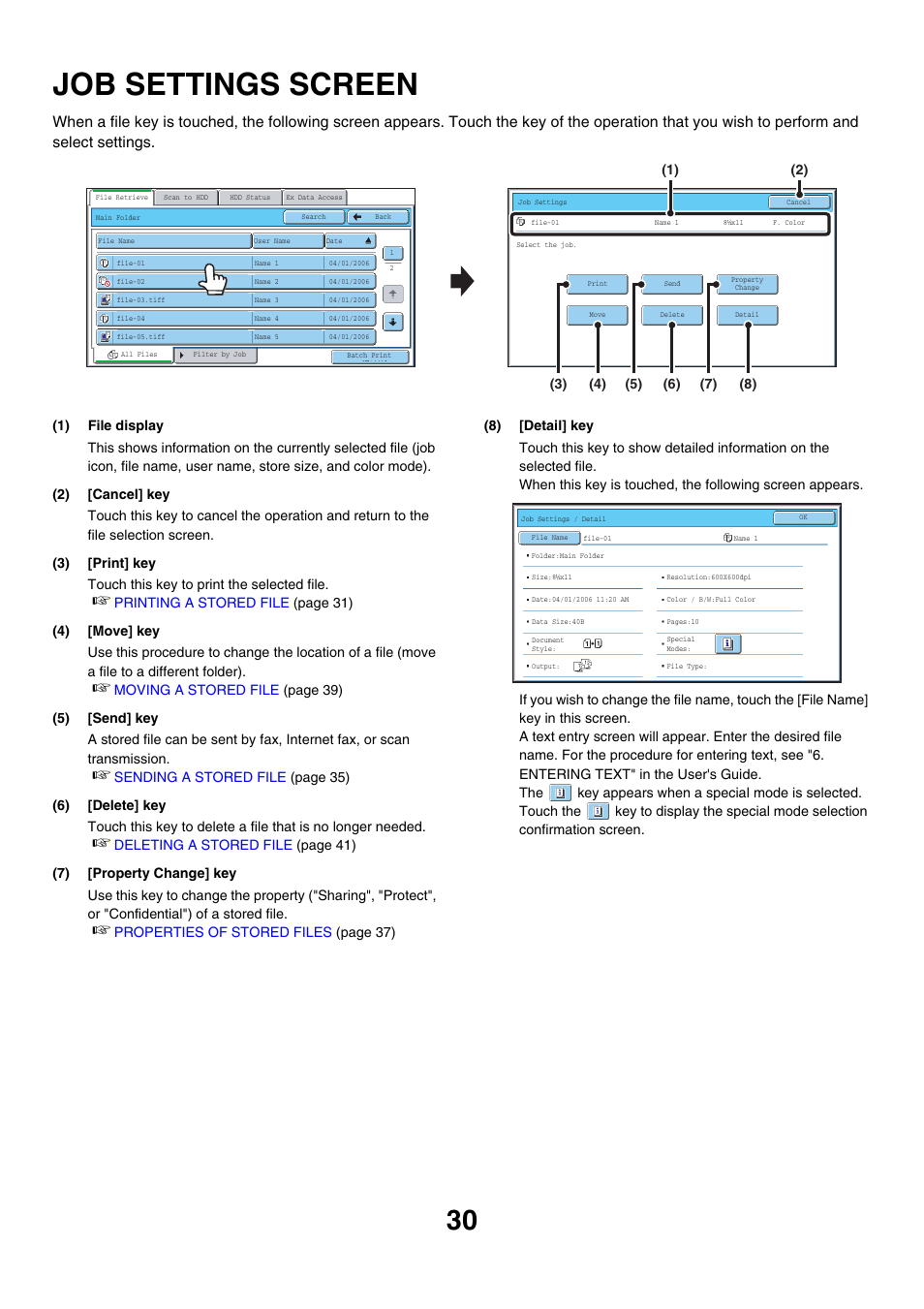 Job settings screen, E 30) | Sharp MX-7001 User Manual | Page 584 / 710