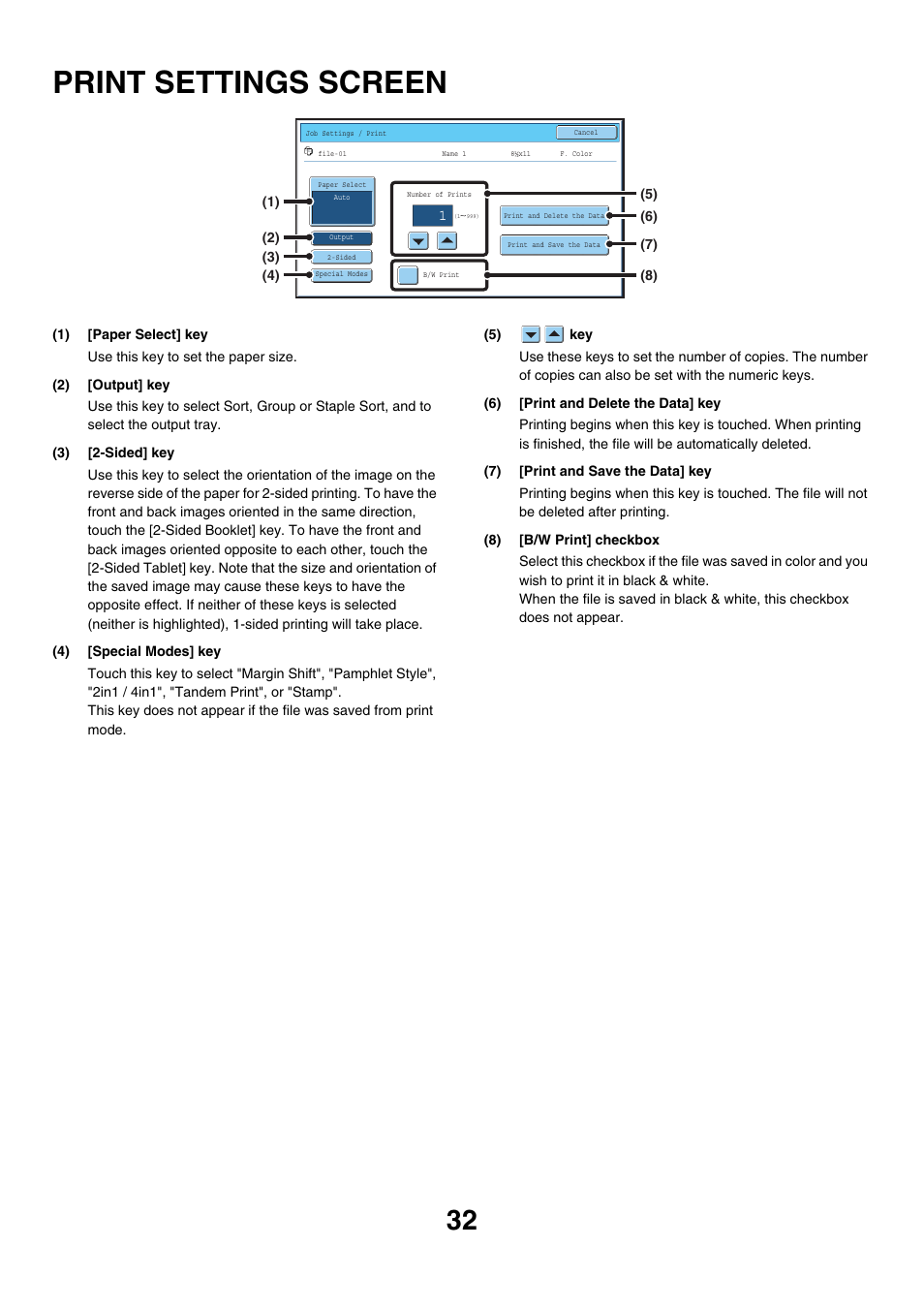 Print settings screen | Sharp MX-7001 User Manual | Page 586 / 710