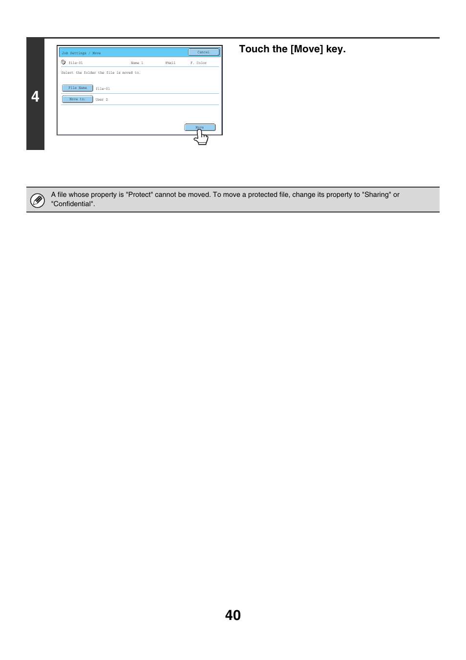 Touch the [move] key | Sharp MX-7001 User Manual | Page 594 / 710