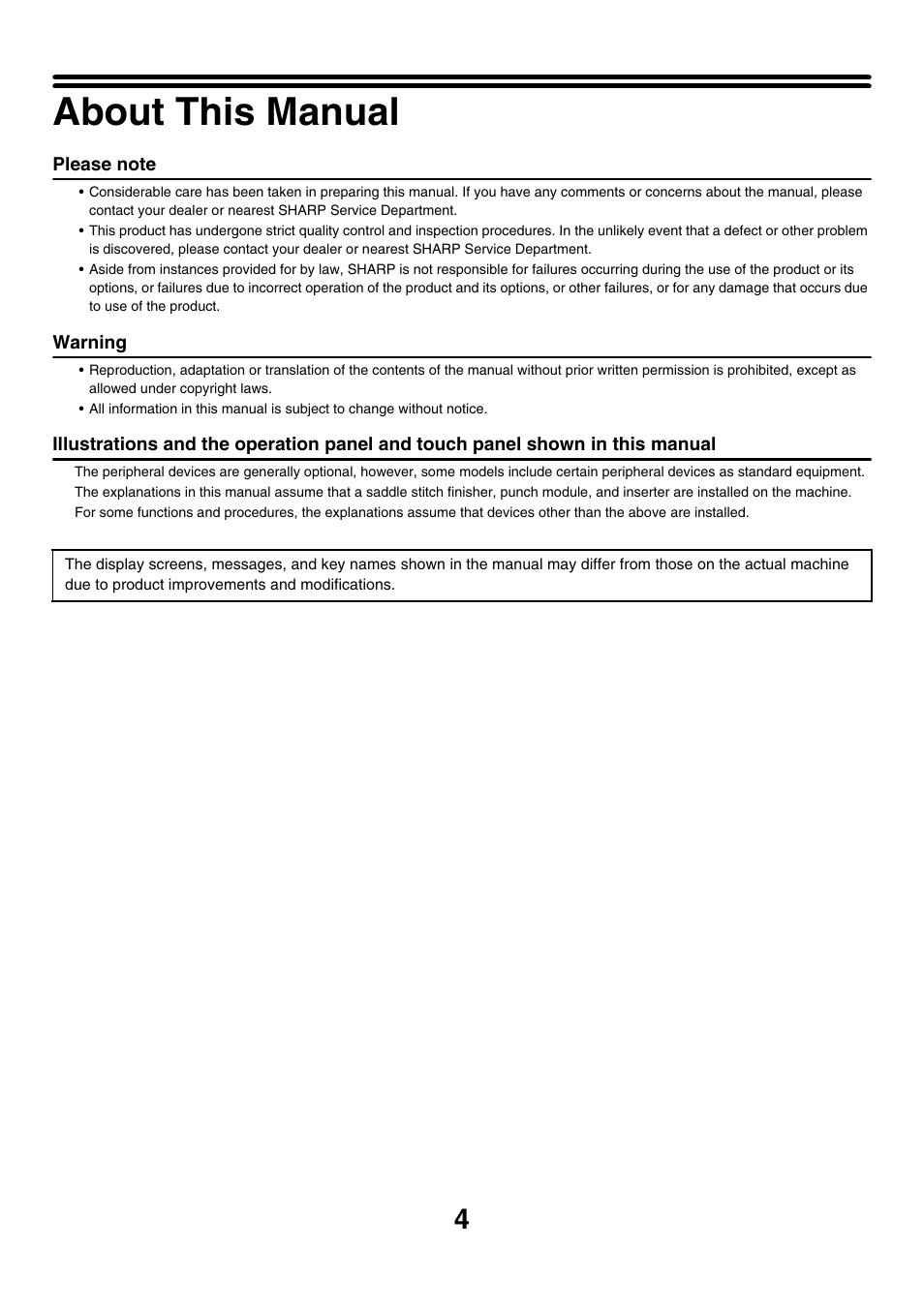 About this manual | Sharp MX-7001 User Manual | Page 607 / 710