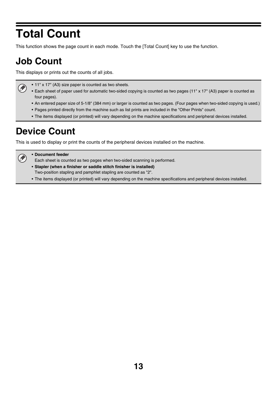 Total count, Job count, Device count | Sharp MX-7001 User Manual | Page 616 / 710