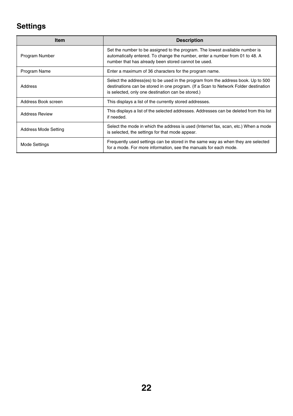 Settings, E 22 | Sharp MX-7001 User Manual | Page 625 / 710