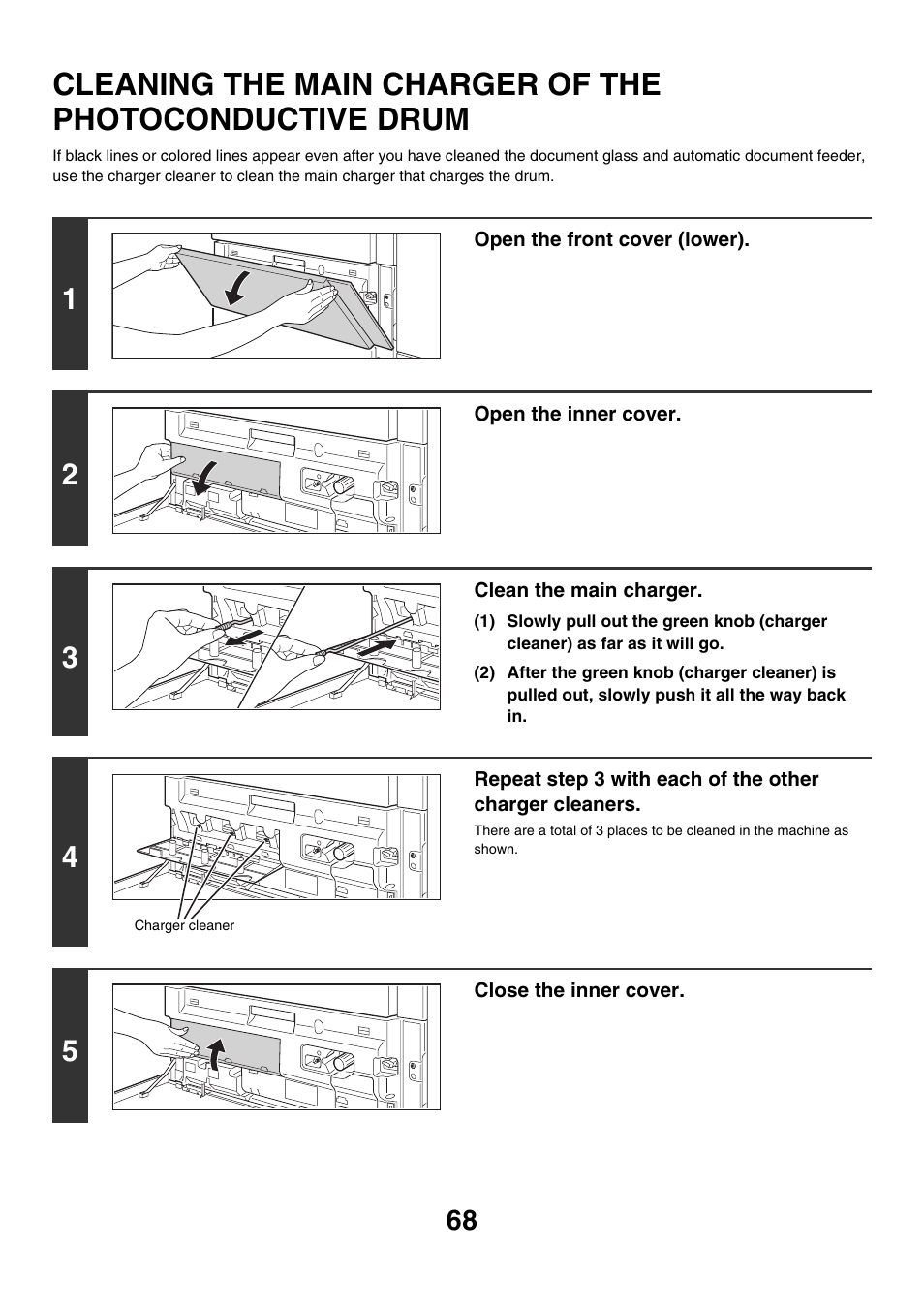 Cleaning the main charger of the, Photoconductive drum | Sharp MX-7001 User Manual | Page 68 / 710