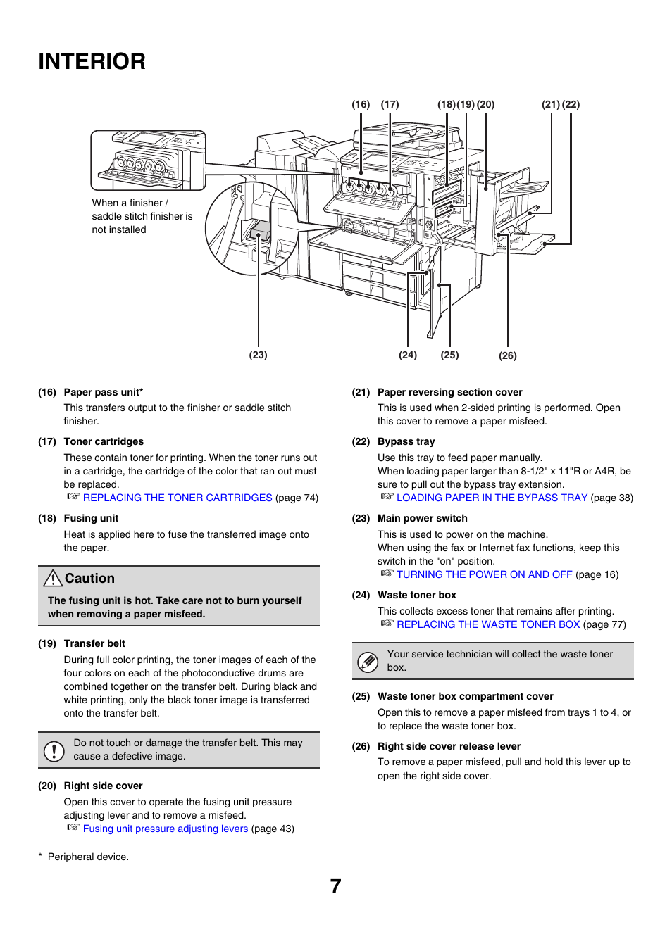 Interior, Caution | Sharp MX-7001 User Manual | Page 7 / 710
