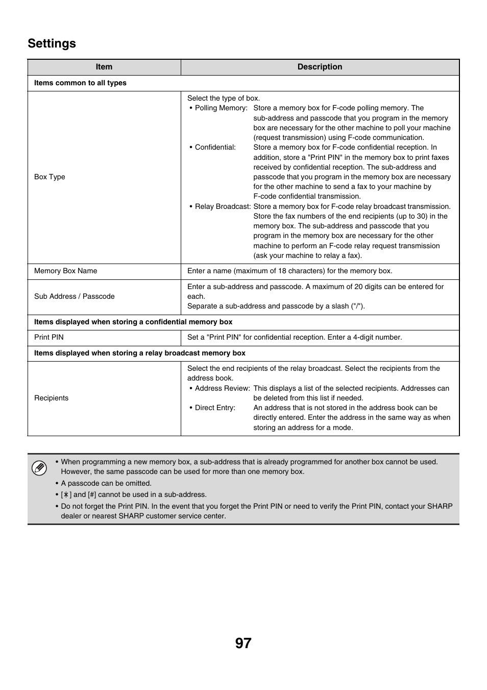 Settings, E 97) | Sharp MX-7001 User Manual | Page 700 / 710