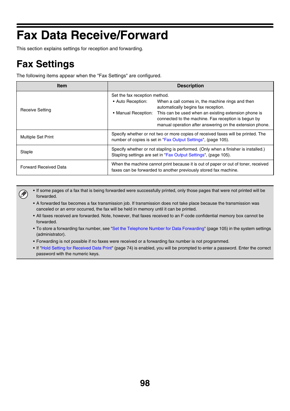 Fax data receive/forward, Fax settings | Sharp MX-7001 User Manual | Page 701 / 710