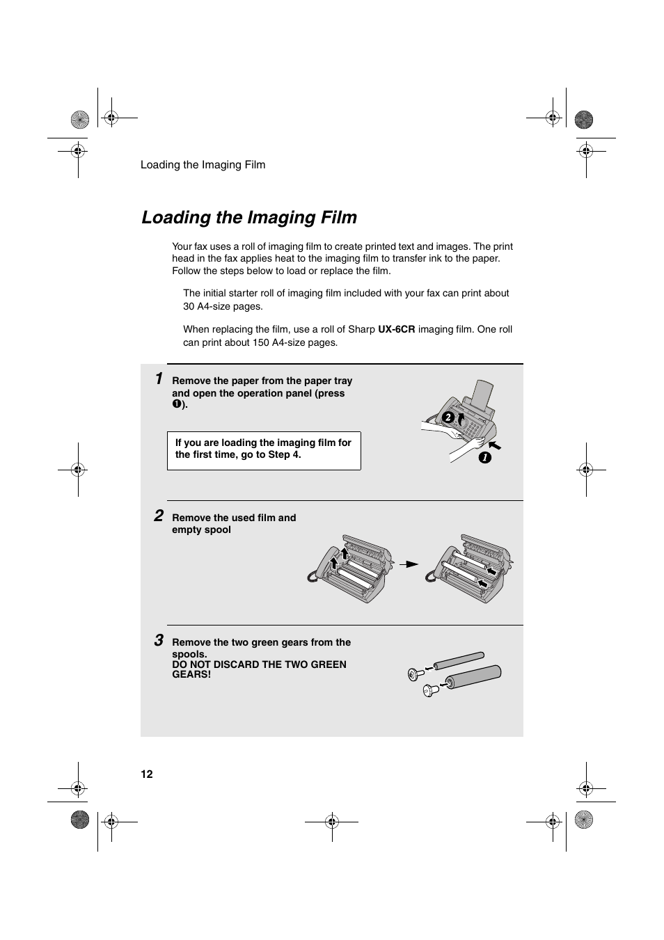 Loading the imaging film | Sharp UX-P400 User Manual | Page 14 / 87