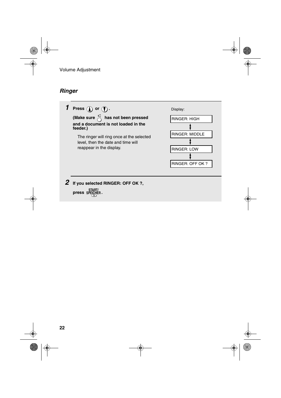 Ringer | Sharp UX-P400 User Manual | Page 24 / 87