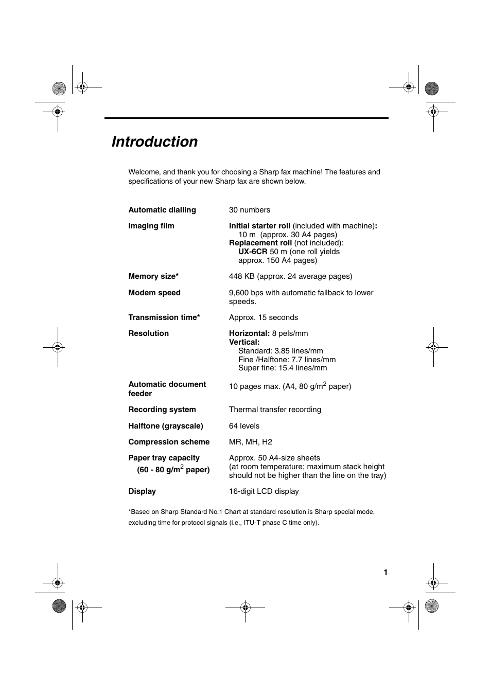 Introduction | Sharp UX-P400 User Manual | Page 3 / 87