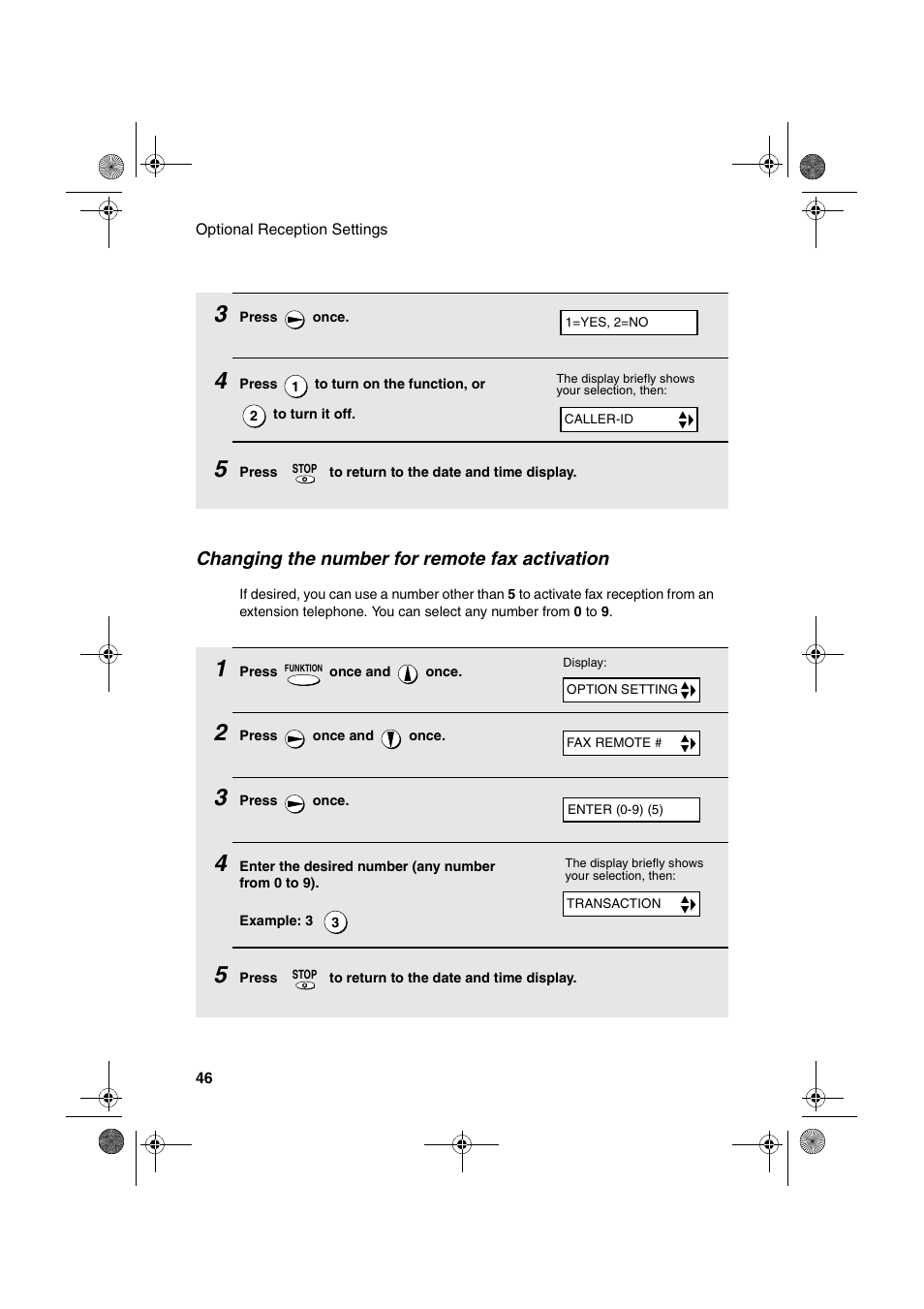 Changing the number for remote fax activation | Sharp UX-P400 User Manual | Page 48 / 87