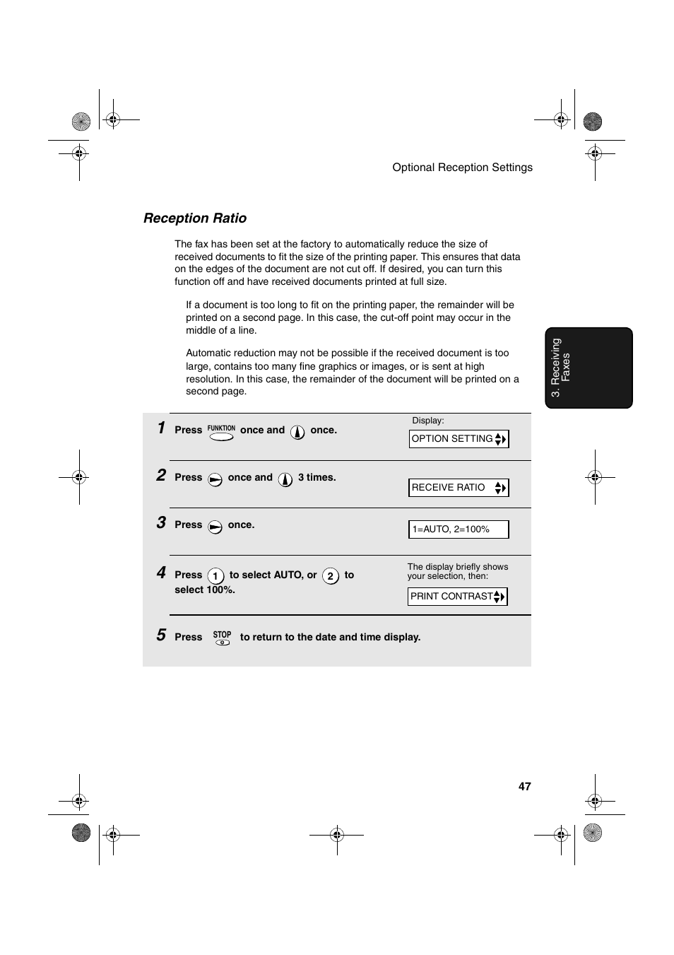 Reception ratio | Sharp UX-P400 User Manual | Page 49 / 87