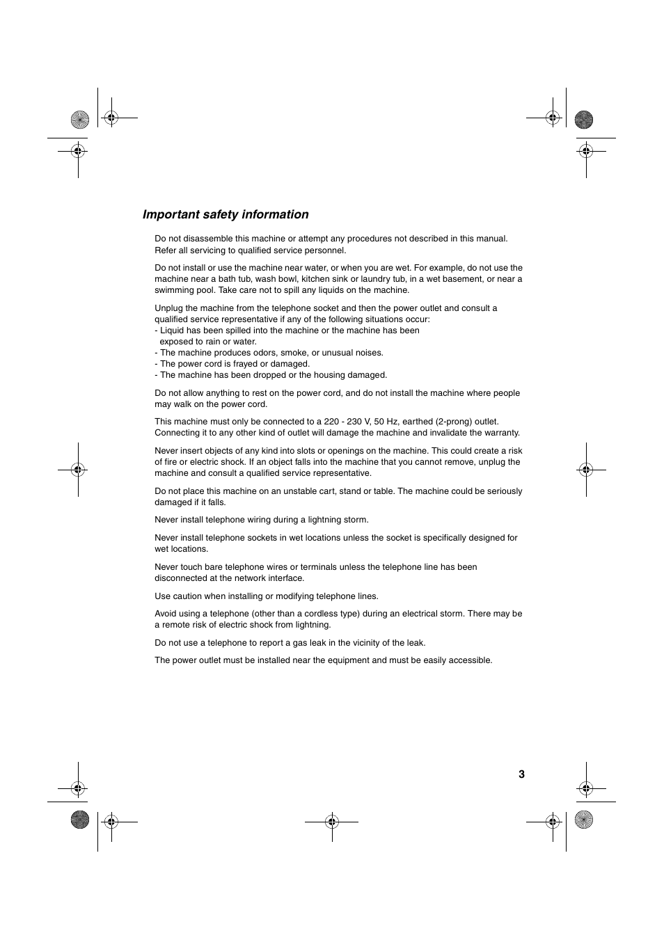 Important safety information | Sharp UX-P400 User Manual | Page 5 / 87