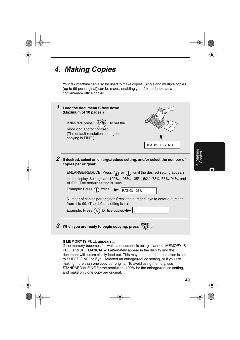 Making copies | Sharp UX-P400 User Manual | Page 51 / 87