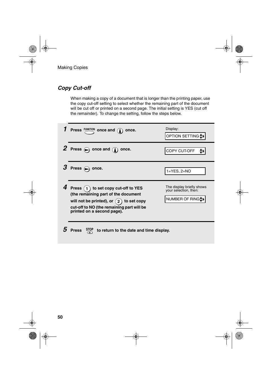 Copy cut-off | Sharp UX-P400 User Manual | Page 52 / 87