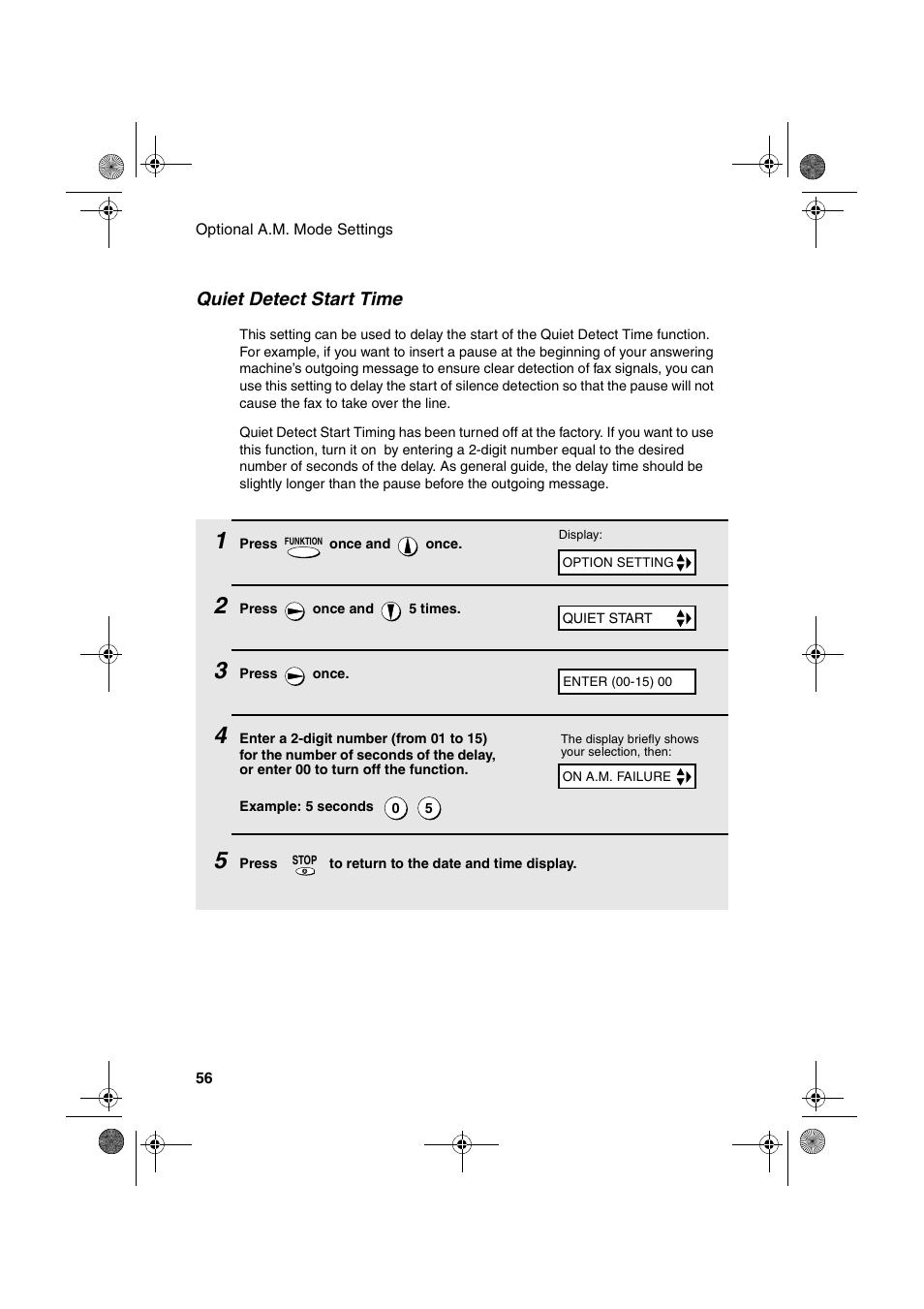 Quiet detect start time | Sharp UX-P400 User Manual | Page 58 / 87